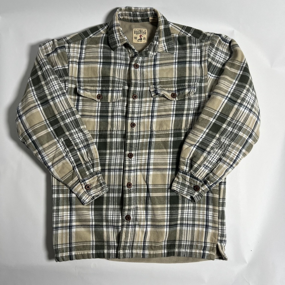 Red Head Shirt Jacket Mens Small Green Tan Plaid Sherpa Lined Flannel Hunting
